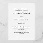 Fun Moderne Graduate Foto Script Black and Gold Folieneinladung (Rückseite)