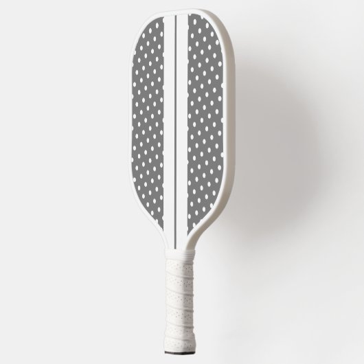Fun Moderne graue weiße Streifen Polka Dots Pickleball Schläger (Links)