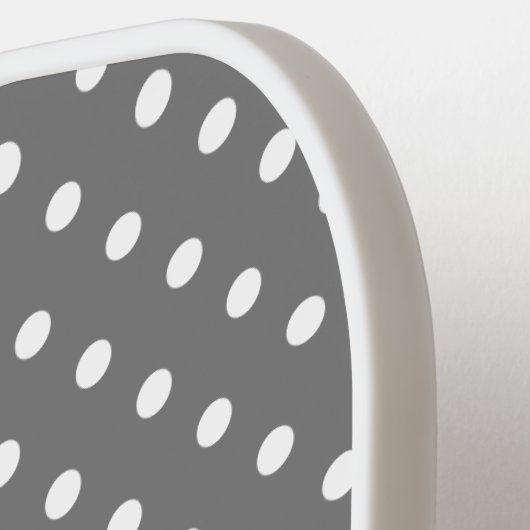 Fun Moderne graue weiße Streifen Polka Dots Pickleball Schläger (Linke Seite)