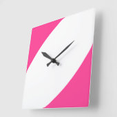 Fun Moderne, helle, weiße und rosafarbene moderne  Quadratische Wanduhr (Winkel)