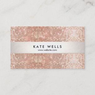 Fun Moderne Imitate Rose Gold Sequin Visitenkarte