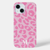 Fun Moderne rosa Leopard Print Monogram Case-Mate iPhone Hülle (Rückseite)