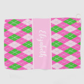 Fun Moderne rosa preppy Raute individuelle Name La Golfhandtuch (Horizontal)