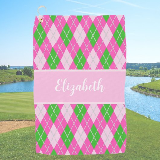 Fun Moderne rosa preppy Raute individuelle Name La Golfhandtuch
