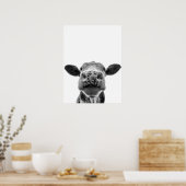 Fun Moderne Schwarz-weiße Kuh Rustikales Bauernhau Poster (Küche)