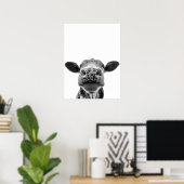 Fun Moderne Schwarz-weiße Kuh Rustikales Bauernhau Poster (Heimbüro)