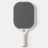 Fun Moderne weiße Polka Punkte auf mittelgrau Pickleball Schläger (Rückseite)
