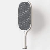Fun Moderne weiße Polka Punkte auf mittelgrau Pickleball Schläger (Links)