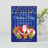 Fun moderner Cartoon, Weihnachts-Party des Weihnac Einladung (Stehend Vorderseite)