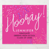 Fun Moderner Typo Girly Hot Pink Confetti Grad Par Schaumweinetikett (Einzelnes Label)
