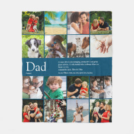 Fun Moderner Vater Definition Foto Collage Blau Fleecedecke