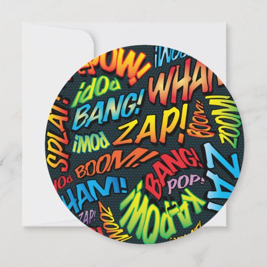Fun Modernes Comic-Buch Circle Wedding Einladung (Rückseite)