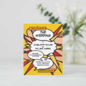 Fun Modernes Comic Pop Hochzeit Einladungspostkarte (Stehend Vorderseite)