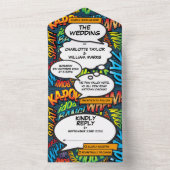 Fun Modernes Comic - Typrografie Hochzeit All In One Einladung (Innen Boden)