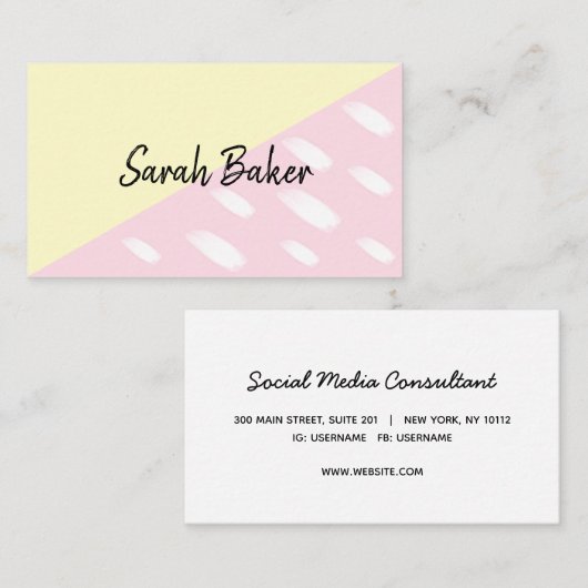 Fun Modernes Gelbes Rosa mit Aquarellnuancen Visitenkarte (Vorne/Hinten)