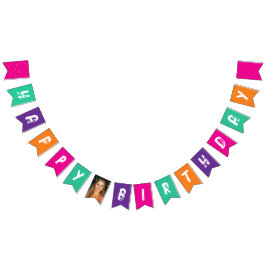 Fun Modernes Lila Pink Kids Foto Picture Wimpelkette