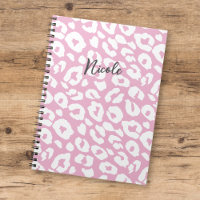 Fun Modernes rosa, weißes Leopard-Muster mit Namen