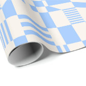 Fun Modernes Scheckblau und weißes Umschlagpapier Geschenkpapier (Rolleneckpunkt)