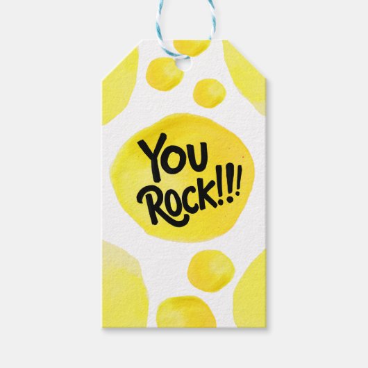 Fun Modernes Skript Sie Rock Yellow Black Brush Ty Geschenkanhänger (Vorderseite)