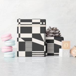 Fun Modernes verschachteltes Black & Cream Wrappin Geschenkpapier