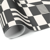 Fun Modernes verschachteltes Black & Cream Wrappin Geschenkpapier (Rolleneckpunkt)