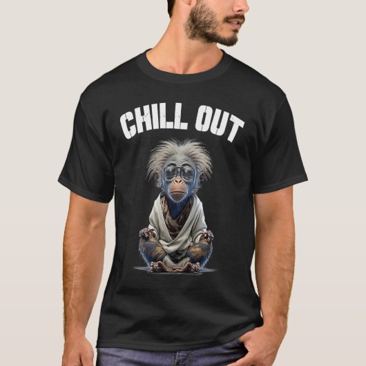 Fun Monkey Rafiki 3D Art Chill Out Spell Out Medit T-Shirt (Vorderseite)
