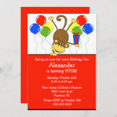 Fun Monkey zum Geburtstag Einladung (Vorne/Hinten)