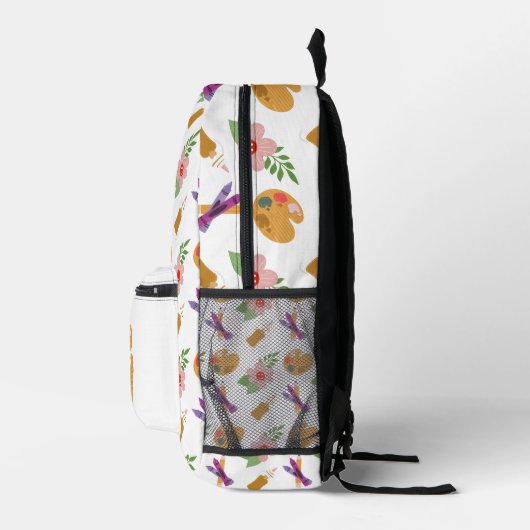 Fun Monogram Artist Art Pattern School Bedruckter Rucksack (Rechts)