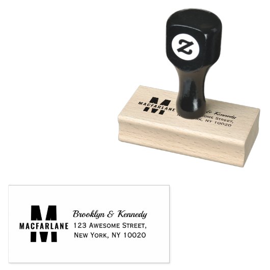 Fun Monogram Couple Name Typografy Rücksendeadress Gummistempel (Stempel)