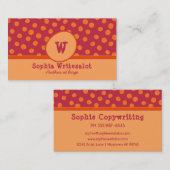 Fun Monogram Cranberry & Orange Muster Visitenkarte (Vorne/Hinten)