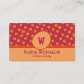 Fun Monogram Cranberry & Orange Muster Visitenkarte (Vorderseite)