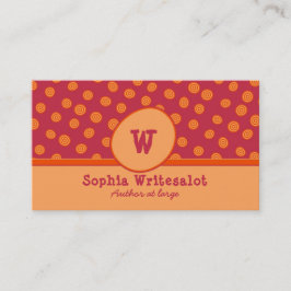 Fun Monogram Cranberry & Orange Muster Visitenkarte