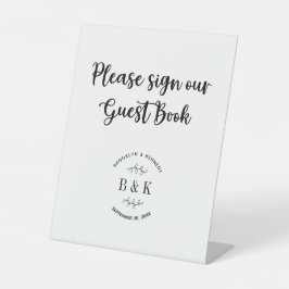 Fun Monogram Floral Botanical Wedding Guest Book Sockelschild