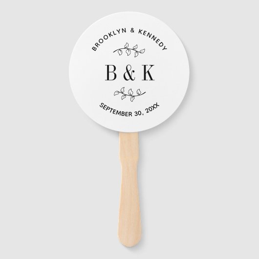 Fun Monogram Floral Botanical Wedle Name Fächer (Rückseite)