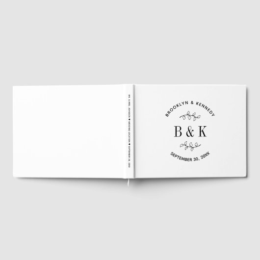 Fun Monogram Floral Botanical Wedle Name Gästebuch (Voll)