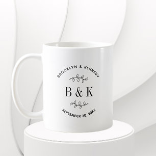Fun Monogram Floral Botanical Wedle Name Kaffeetasse