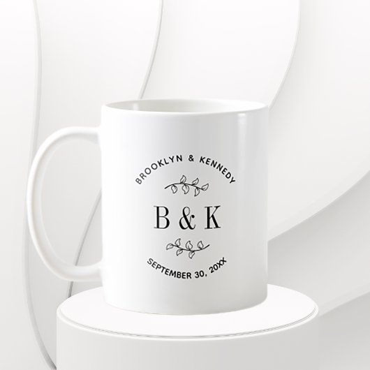 Fun Monogram Floral Botanical Wedle Name Kaffeetasse