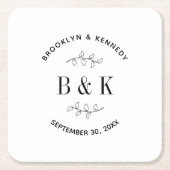 Fun Monogram Floral Botanical Wedle Name Rechteckiger Pappuntersetzer (Vorderseite)