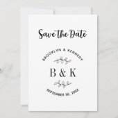 Fun Monogram Floral Botanical Wedle Name Save The Date (Vorderseite)