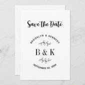 Fun Monogram Floral Botanical Wedle Name Save The Date (Vorne/Hinten)
