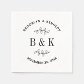 Fun Monogram Floral Botanical Wedle Name Serviette (Vorderseite)