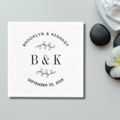 Fun Monogram Floral Botanical Wedle Name Serviette