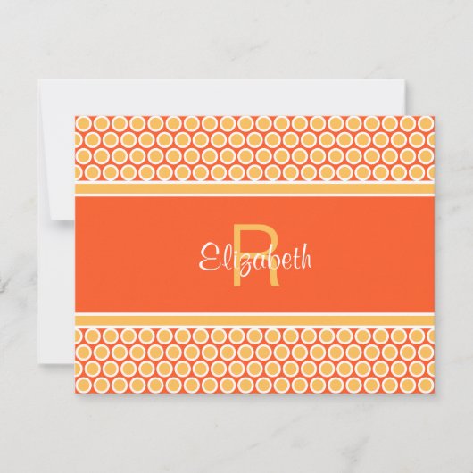 Fun Monogram Gelb Orange White Geometric Muster Mitteilungskarte (Vorderseite)