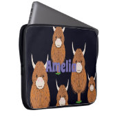 Fun Monogram Highland Cow Laptopschutzhülle (Vorne Rechts)