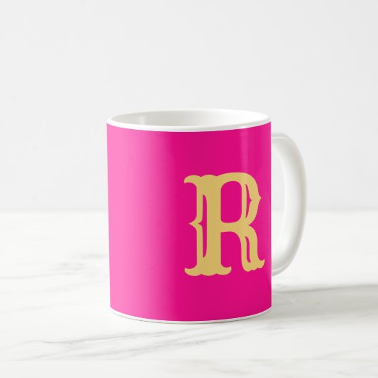 Fun Monogram Hot Pink Kaffeetasse (VorderseiteRechts)