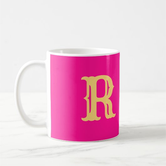 Fun Monogram Hot Pink Kaffeetasse (Links)