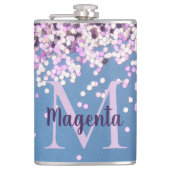 Fun Monogram Lavender Confetti auf Blue Flachmann (Vorderseite)