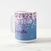 Fun Monogram Lavender Confetti auf Blue Kaffeetasse (Vorderseite Links)