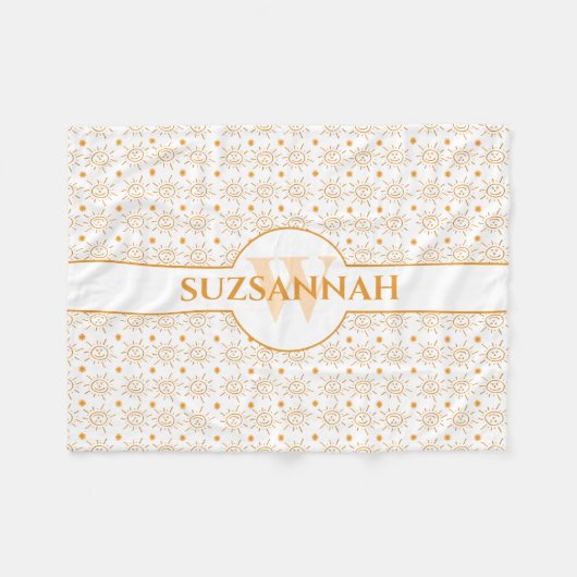 Fun Monogram Name Hand Drawing Sun Fleecedecke (Vorderseite (Horizontal))