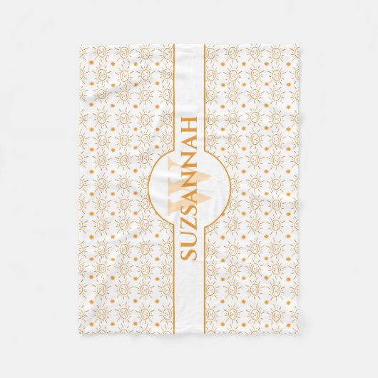 Fun Monogram Name Hand Drawing Sun Fleecedecke (Vorderseite)